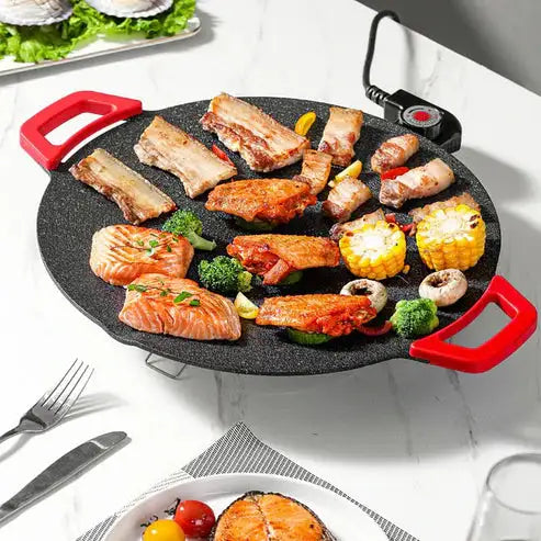 Non-stick electric grill pan for indoor use